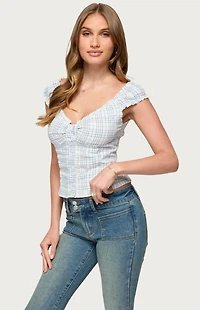 Edikted Dolsy Plaid Button Up Top