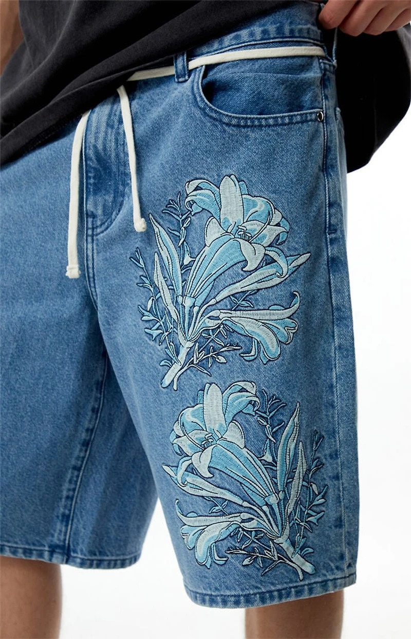The Met x Pacsun Moon Flask Lily Baggy Denim Shorts