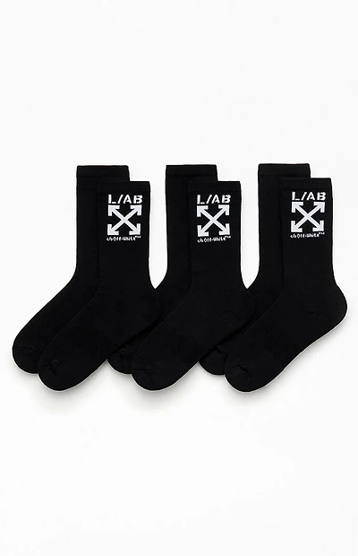L/AB c/o Off-White 3 Pack Black Clamp Arrows Crew Socks