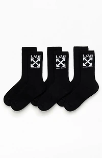 L/AB c/o Off-White 3 Pack Black Clamp Arrows Crew Socks