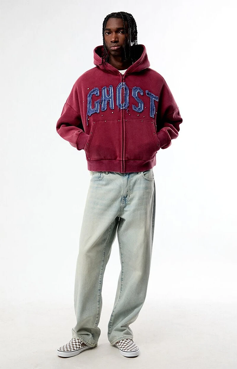 Pacsun Ghost Washed Cropped Full Zip Hoodie