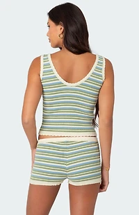 Edikted Scalloped & Striped Knit Top