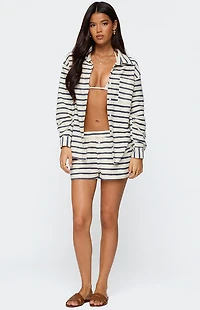 Edikted Collins Oversized Striped Button Up Shirt