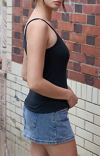 John Galt Black Heart Ribbed Tank Top