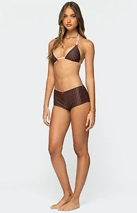 Edikted Pinstripe Triangle Bikini Top
