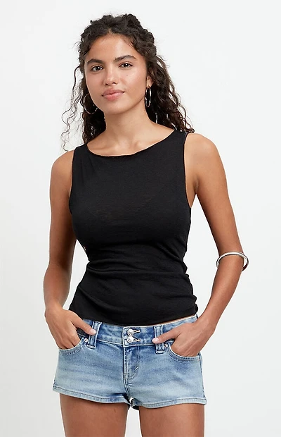 Pacsun Tatum Ultimate Low Rise Jean Micro Shorts Stretch Medium Blue
