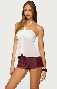Edikted Sheer Chiffon Babydoll Halter Top