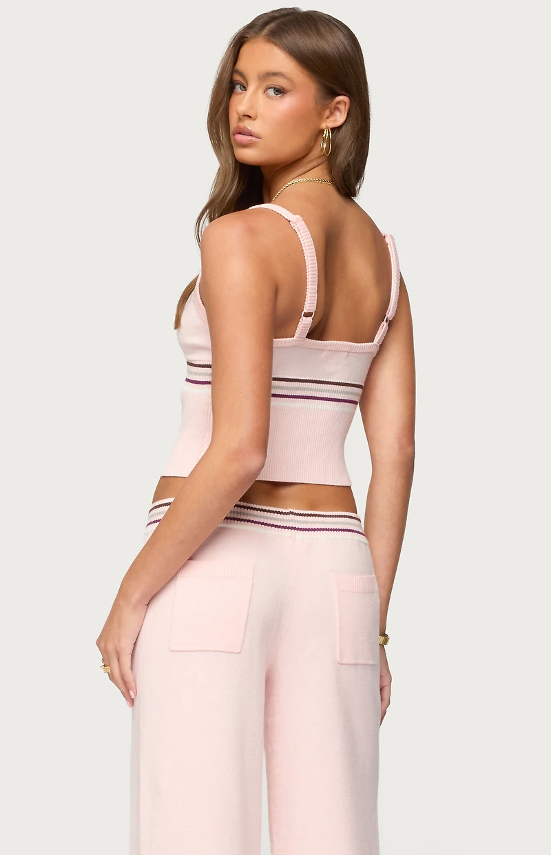 Edikted Miya Stripey Ribbed Knit Tank Top