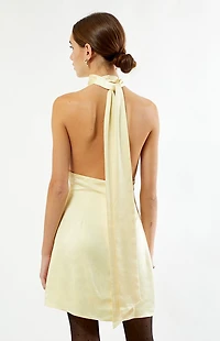 Beverly and Beck Vera Satin Halter Mini Dress