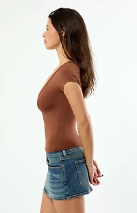 Your Favorite Lucy Deep V Short Sleeve Top