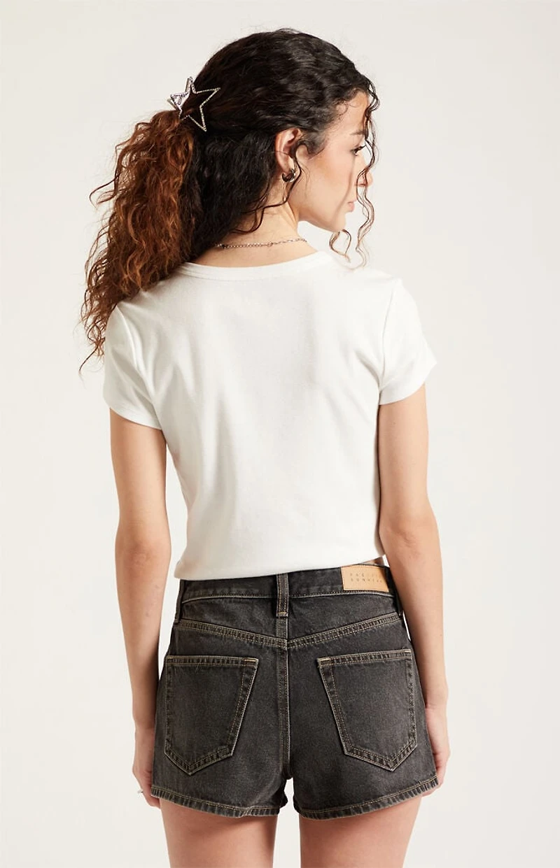 Pacsun Ivy High Waisted Denim Festival Shorts Contrast Stitch Black