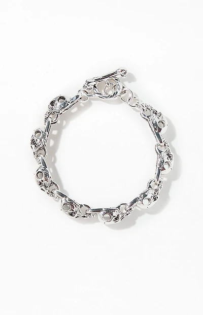 Pacsun Silver Skull And Bones Bracelet