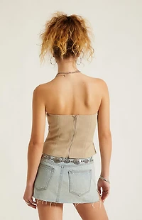 Third Charm Knox Strapless Denim Lace-Up Corset