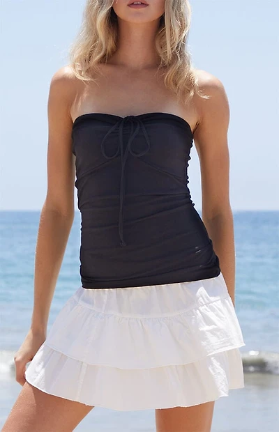 John Galt Black Amelia Cinched Tube Top