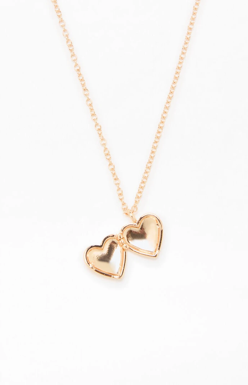John Galt Gold Heart Locket Necklace