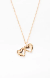 John Galt Gold Heart Locket Necklace