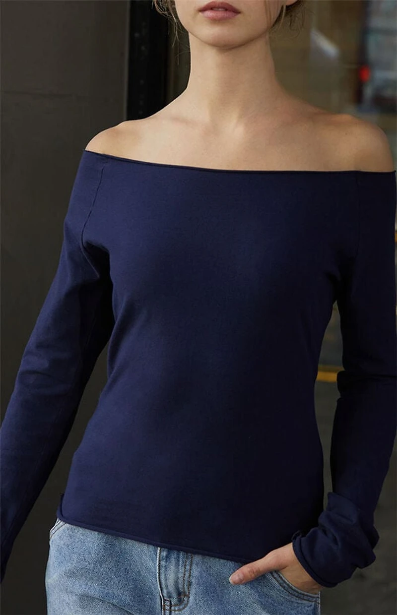 John Galt Navy Bonnie Off-The-Shoulder Top