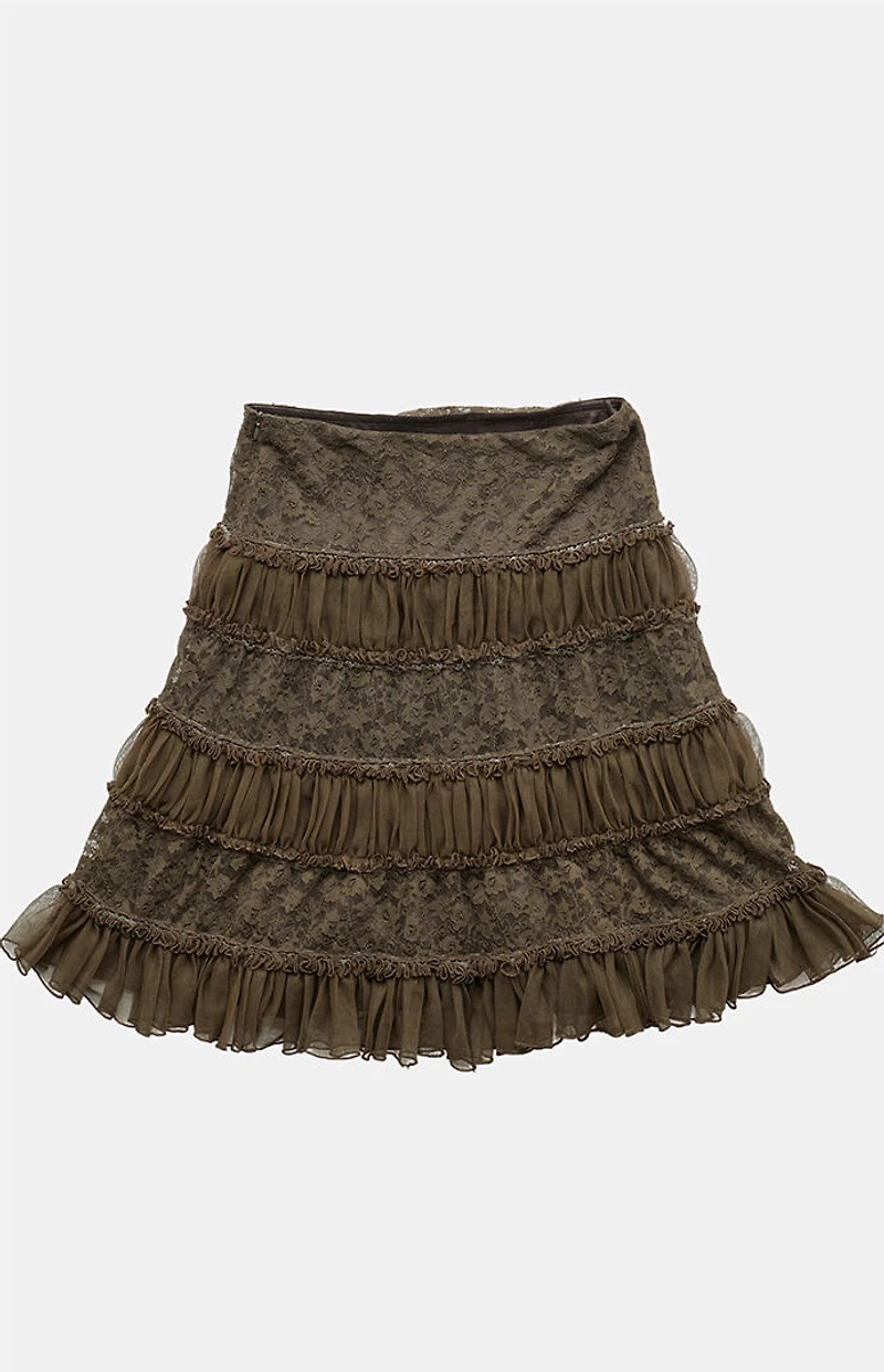 PS VINTAGE 2000s Brown Y2K Midi Skirt