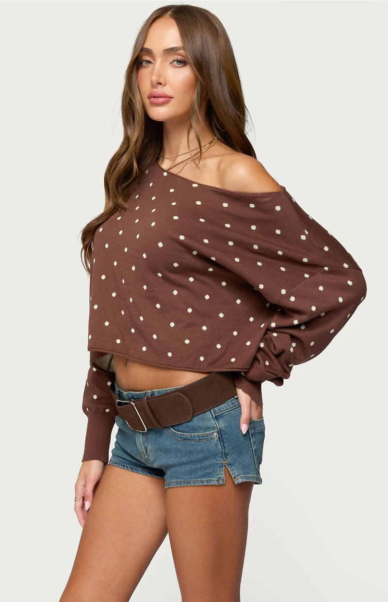 Edikted Oversized Off Shoulder Polka Dot Sweater