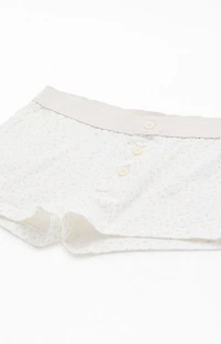John Galt White & Pink Floral Boyshorts