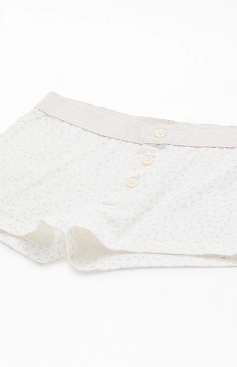 John Galt White & Pink Floral Boyshorts