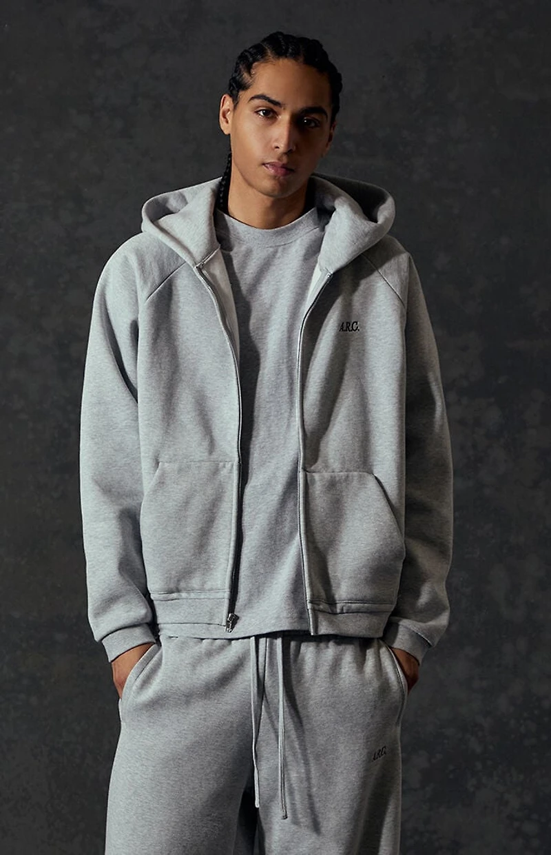 A.R.C. Heather Grey Heavyweight Standard Zip Hoodie