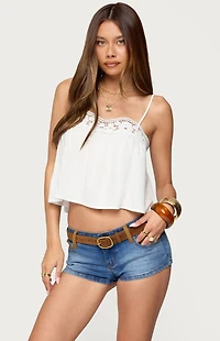 Edikted Iris Backless Floral Lacey Tank Top