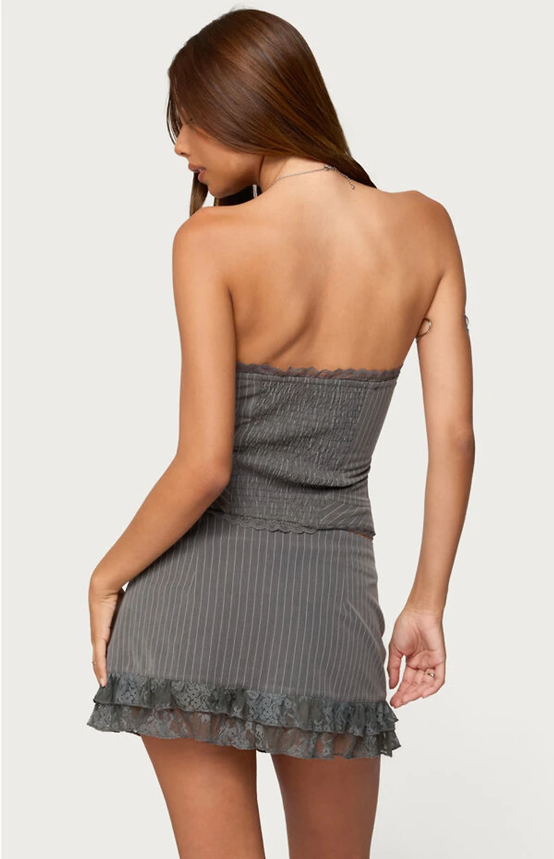 Edikted Mona Lacey Pinstripe Strapless Corset