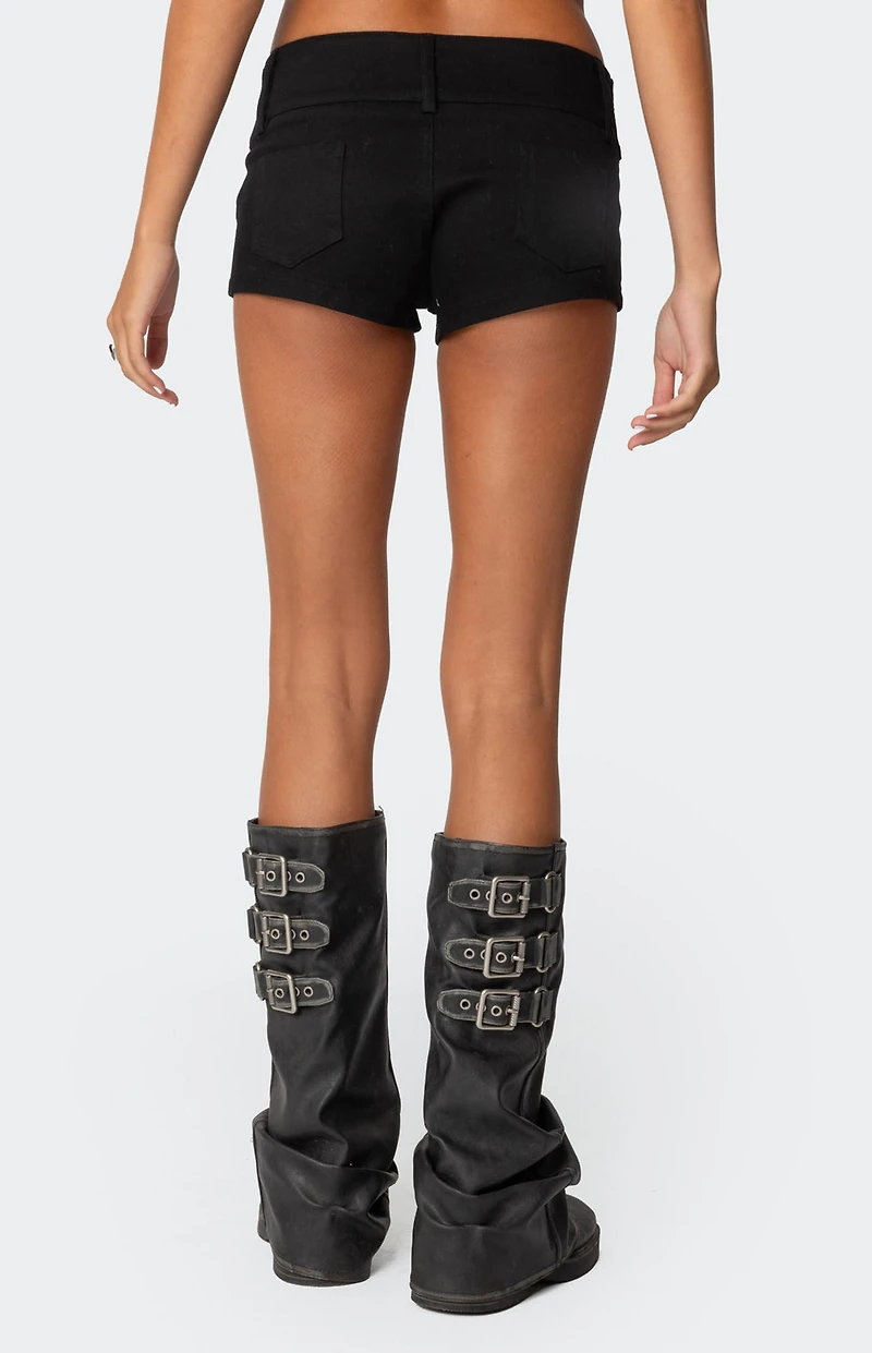 Edikted Studded Belt Denim Micro Shorts