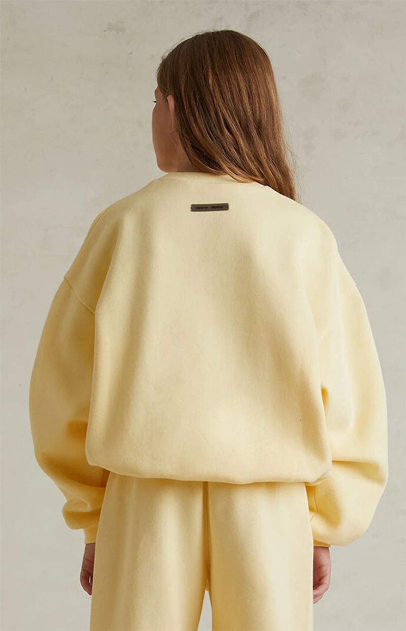 Fear of God ESSENTIALS Kids Garden Yellow '90s Fit Fleece Crew Neck Sweatshirt