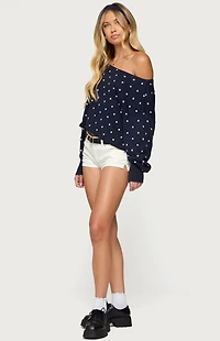Edikted Oversized Off Shoulder Polka Dot Sweater
