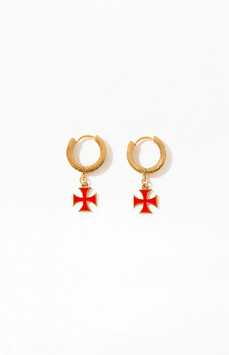 Pacsun Gold Cross Hoop Earrings