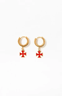 Pacsun Gold Cross Hoop Earrings