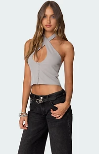 Edikted Reissa Criss Cross Halter Top
