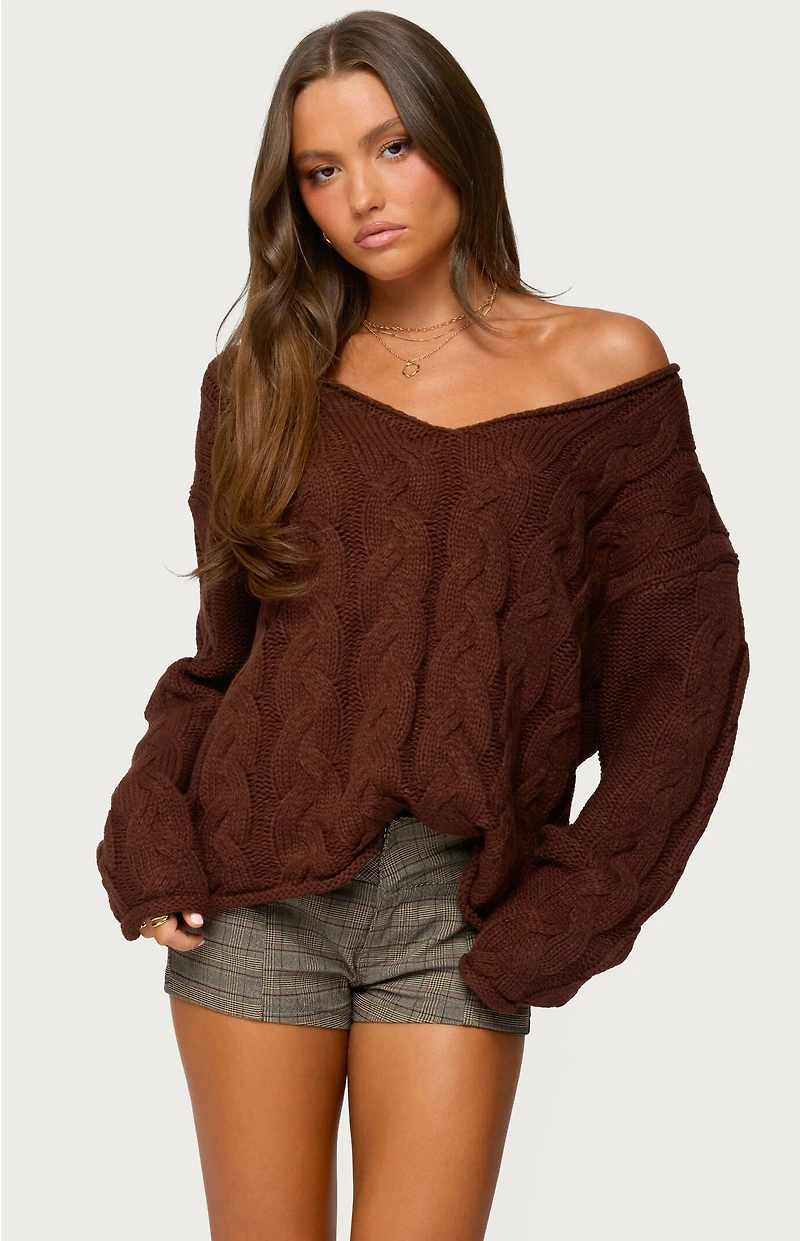 Edikted Inga Oversized Cable Knit Sweater