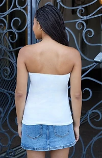 John Galt White Lucky Lace Tube Top