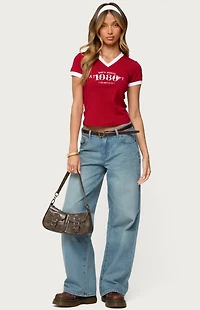 Edikted Santa Monica V Neck T-Shirt