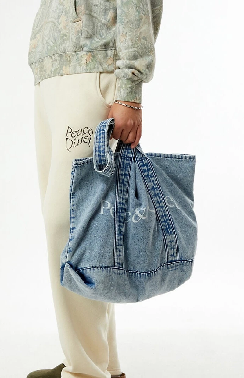 MUSEUM OF PEACE & QUIET Wordmark Denim Boat Tote Bag