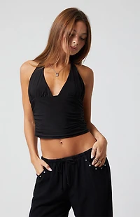 Third Charm Serena Deep V Halter Top