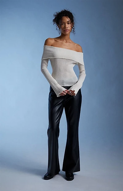 Third Charm Blake Sheer Off-The-Shoulder Sweater