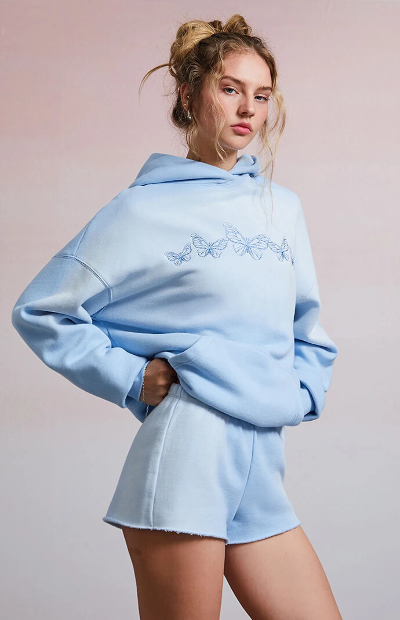 Third Charm Butterflies Embroidered Flow Sweat Shorts