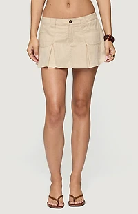 Edikted Klay Linen Look Pleated Mini Skort