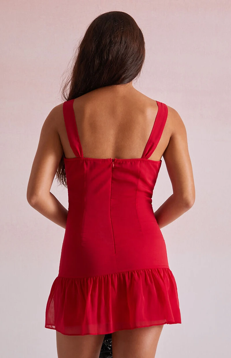 Beverly and Beck Zoey Chiffon Asymmetrical Mini Dress