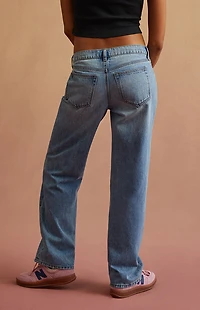 RARE DNM EDIT Light Blue Rhinestone Chain Low Rise Straight Leg Jeans