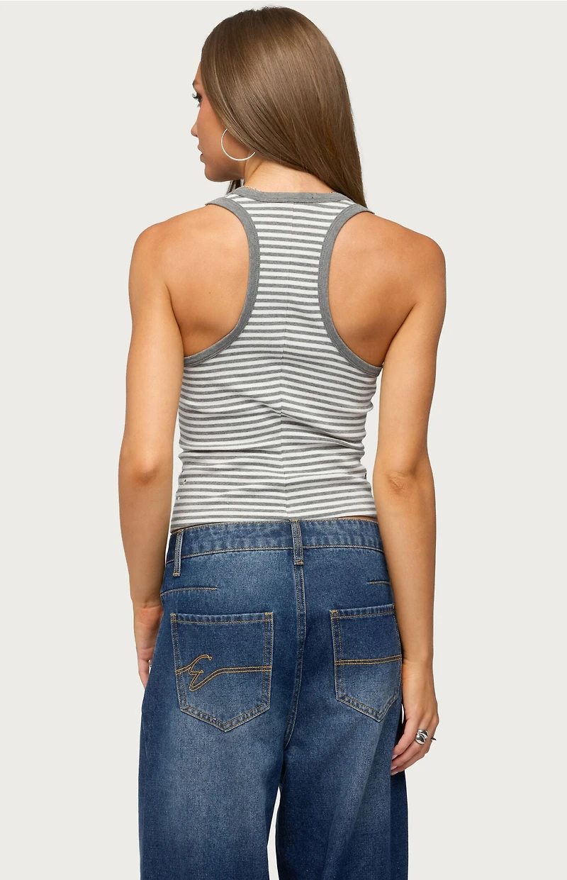 Edikted Sindy Studded & Striped Tank Top