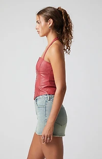Third Charm Faux Leather Halter Corset