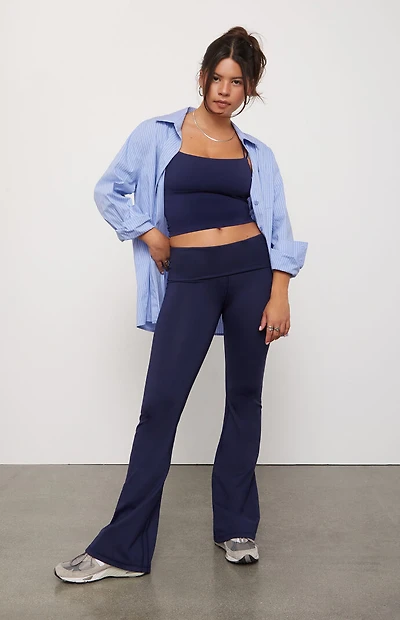 PAC 1980 WHISPER Active Fold-Over Waistband Flare Yoga Pants