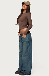 Edikted Heartly Low Rise Straight Leg Jeans
