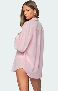 Edikted Kellen Oversized Cotton Button Up Shirt