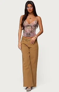 Edikted Mixed Animal Print Mesh Tank Top